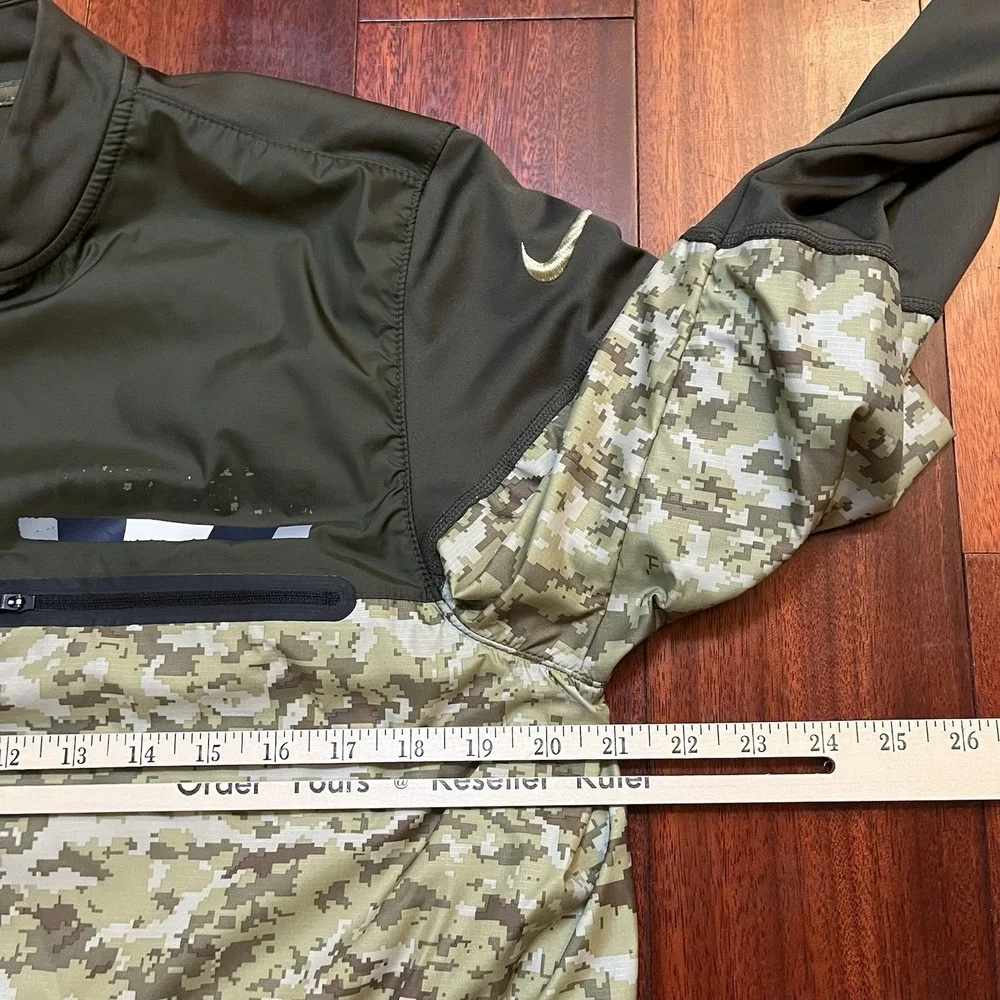 Nike Pullover Mens Large Salute to Service Green Camo USA 1/4 Zip NFL Flaw*